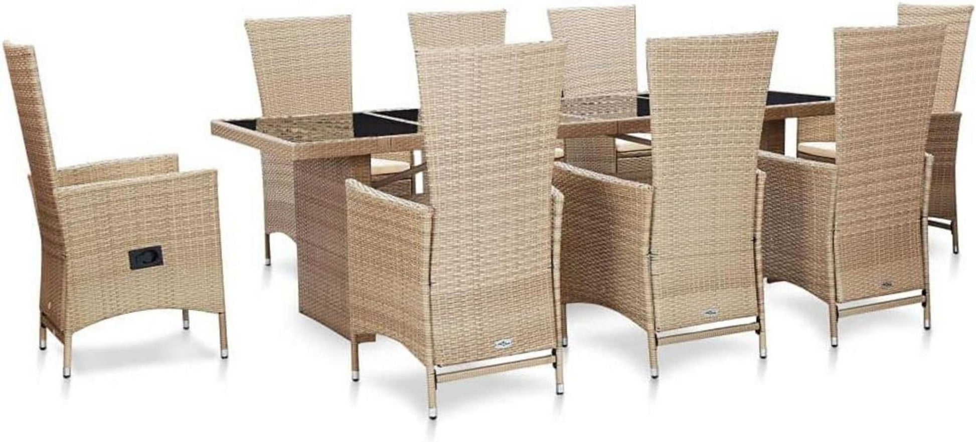 Rattan Gartenmöbel Set 8 Personen mit Tisch und Stühlen