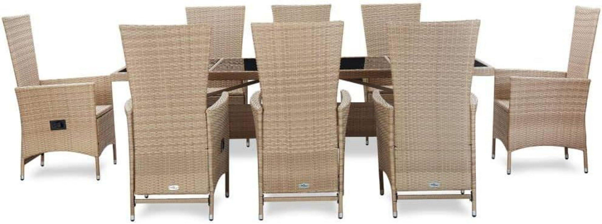Rattan Gartenmöbel Set 8 Personen mit Tisch und Stühlen