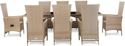 Rattan Gartenmöbel Set 8 Personen mit Tisch und Stühlen