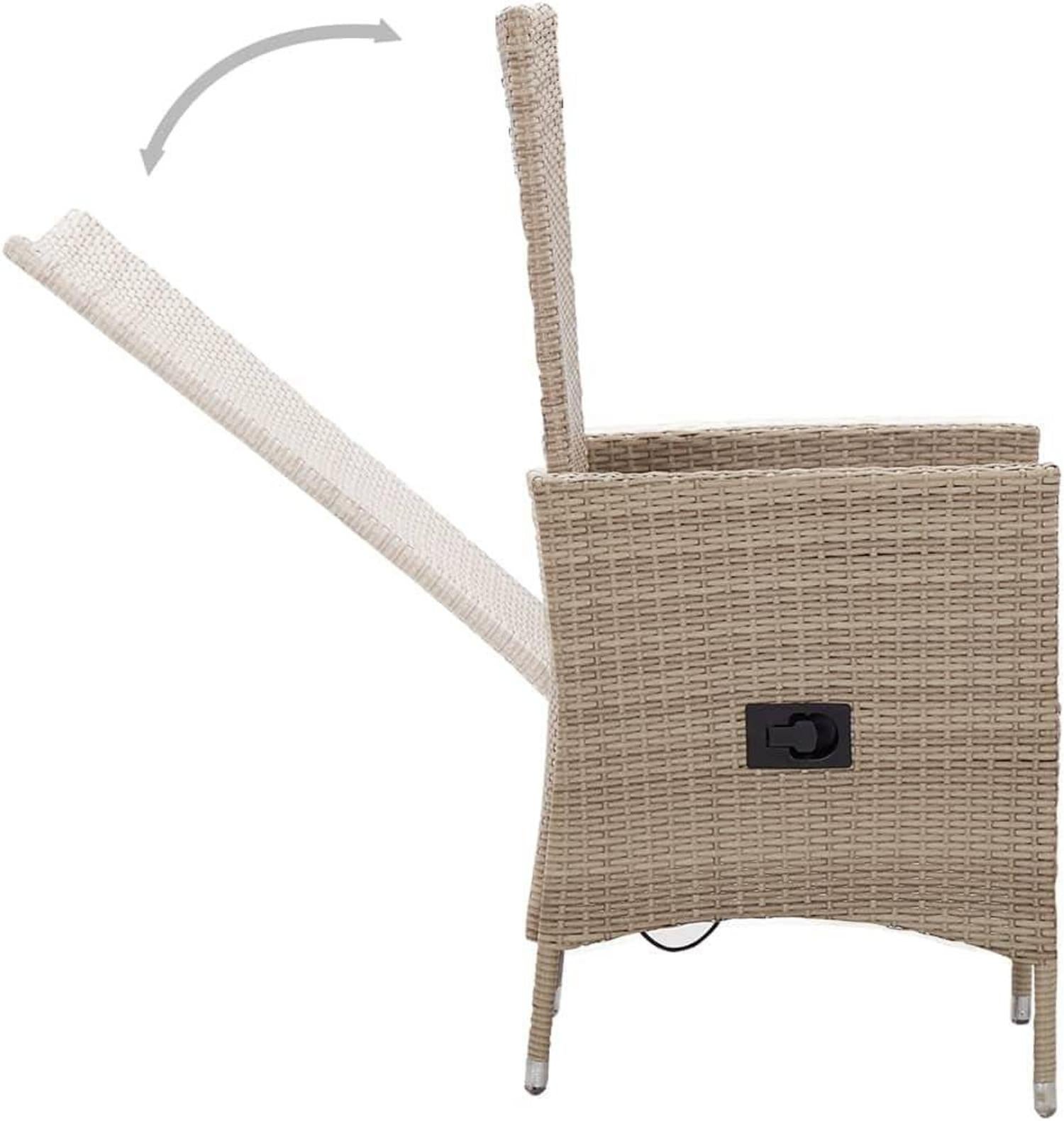 Gartenmöbel Set 8 Personen Rattan Stühle Tisch Auflagen Beige 9-tlg