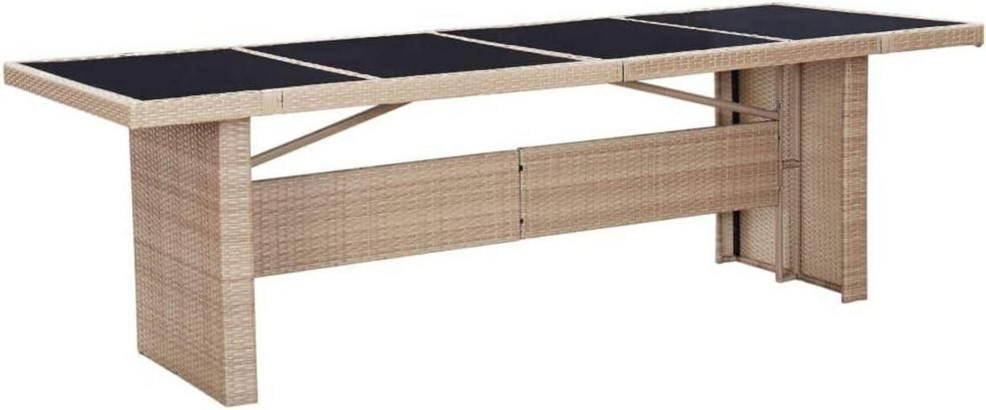 Gartenmöbel Set 8 Personen Rattan Essgruppe mit Auflagen-Glasplatte