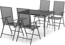 Garten Essgruppe 4 Personen Stahl 5-tlg Verstellbar Klappbar
