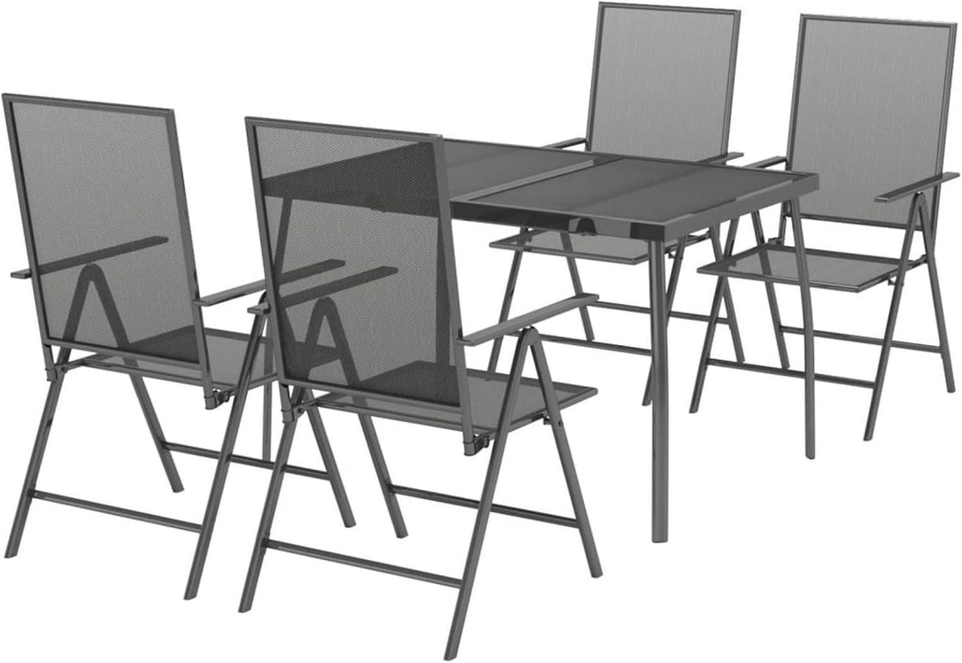 Outdoor Essgruppe 4 Personen Gartenmöbel Set Stühle Tisch Stahl-5-tlg