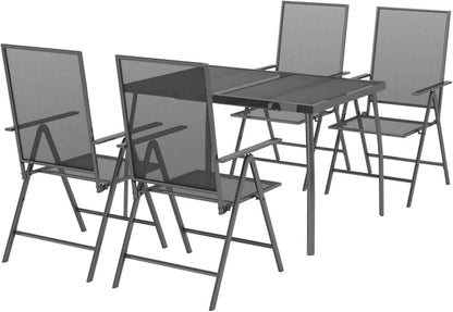 Outdoor Essgruppe 4 Personen Gartenmöbel Set Stühle Tisch Stahl-5-tlg