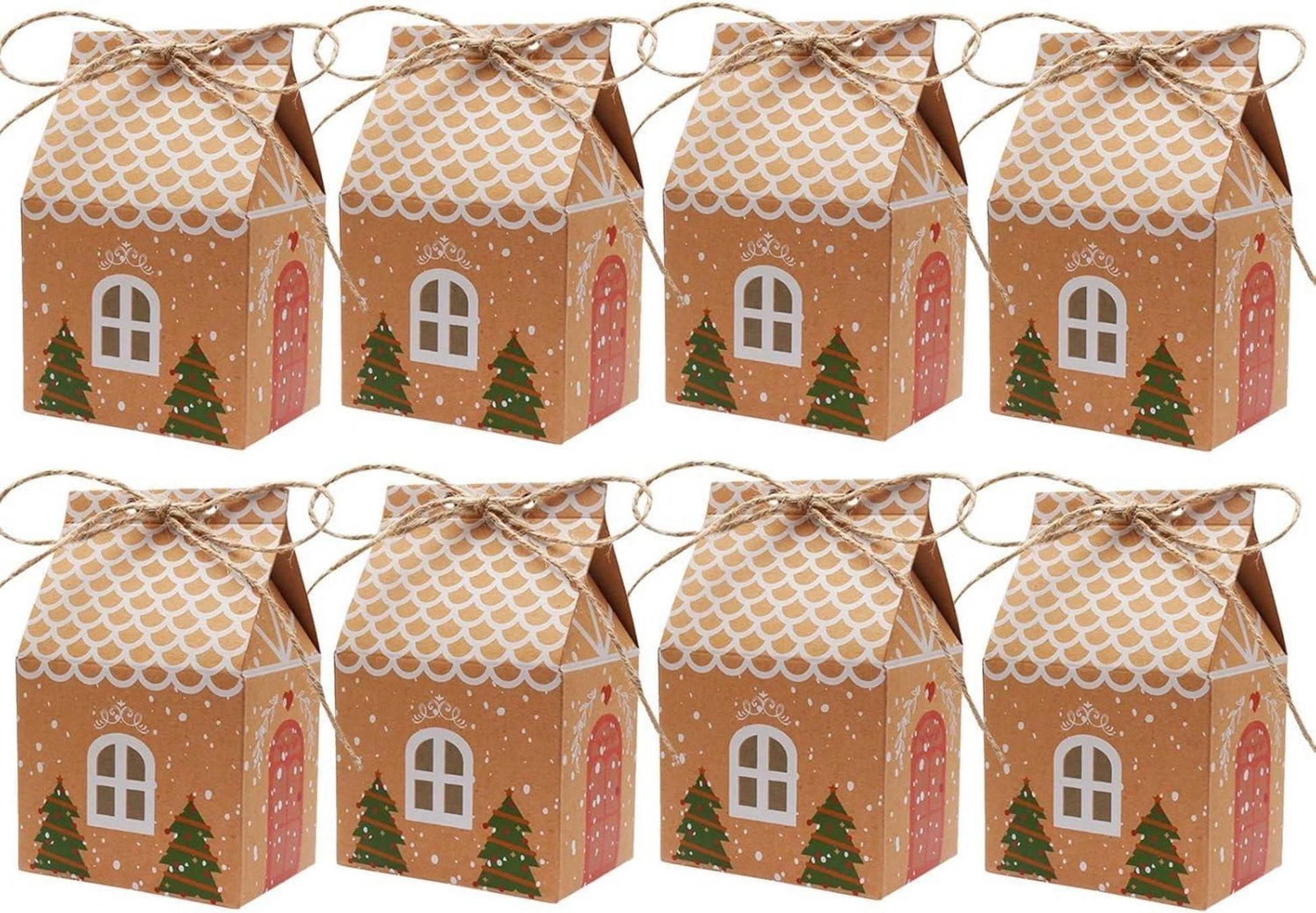 24 Stück Weihnachts-Geschenkboxen Adventskalender Häuschen Kraftpapier