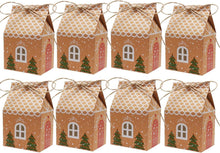 24 Stück Weihnachts-Geschenkboxen Adventskalender Häuschen Kraftpapier