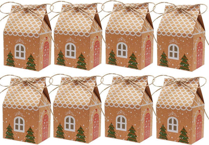 24 Stück Weihnachts-Geschenkboxen Adventskalender Häuschen Kraftpapier