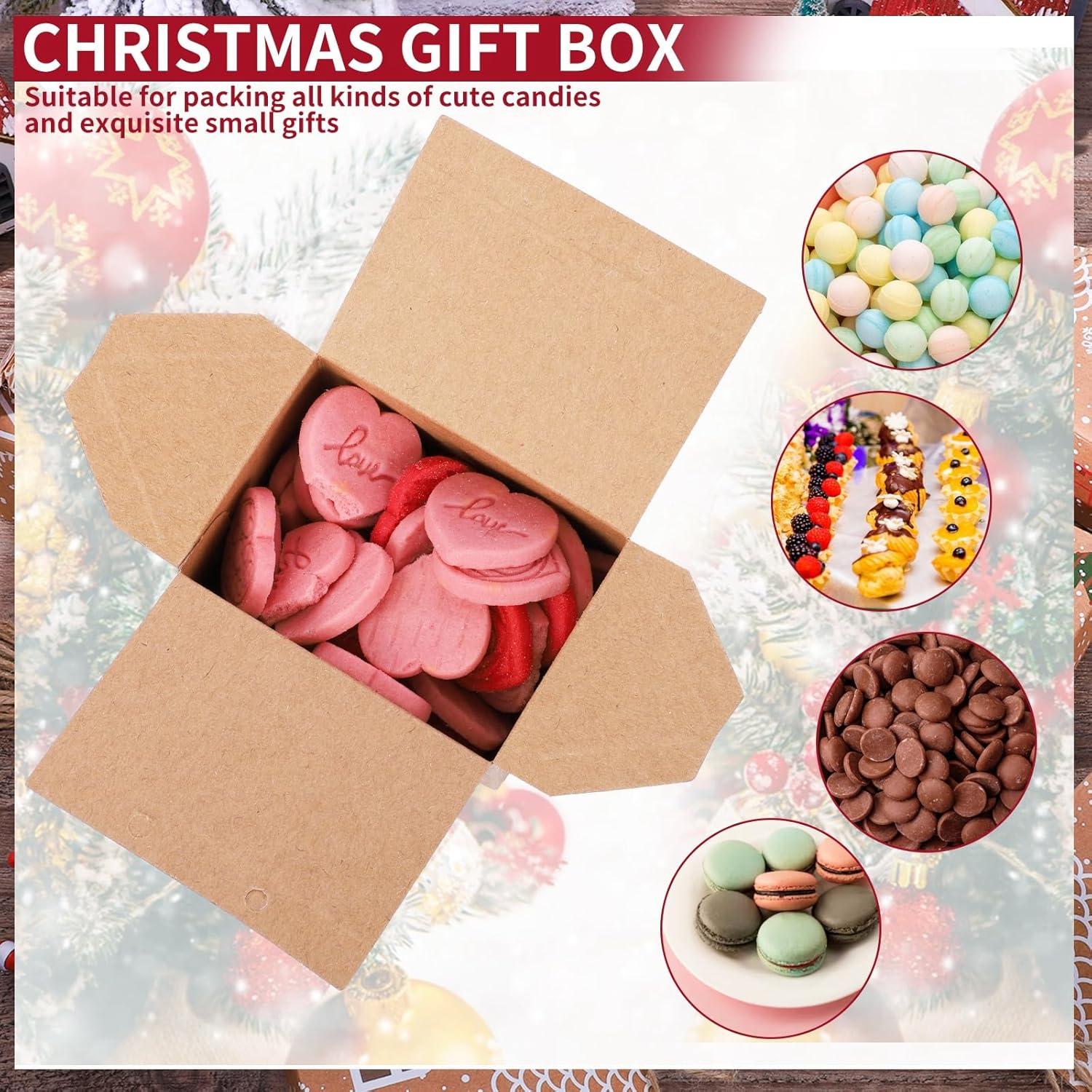 24 Stück Weihnachtsgeschenkboxen Kraftpapier Adventskalender Häuschen