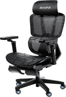 Ergonomischer Bürostuhl mit 6D-Lendenstütze, Netzrücken & Fußstütze