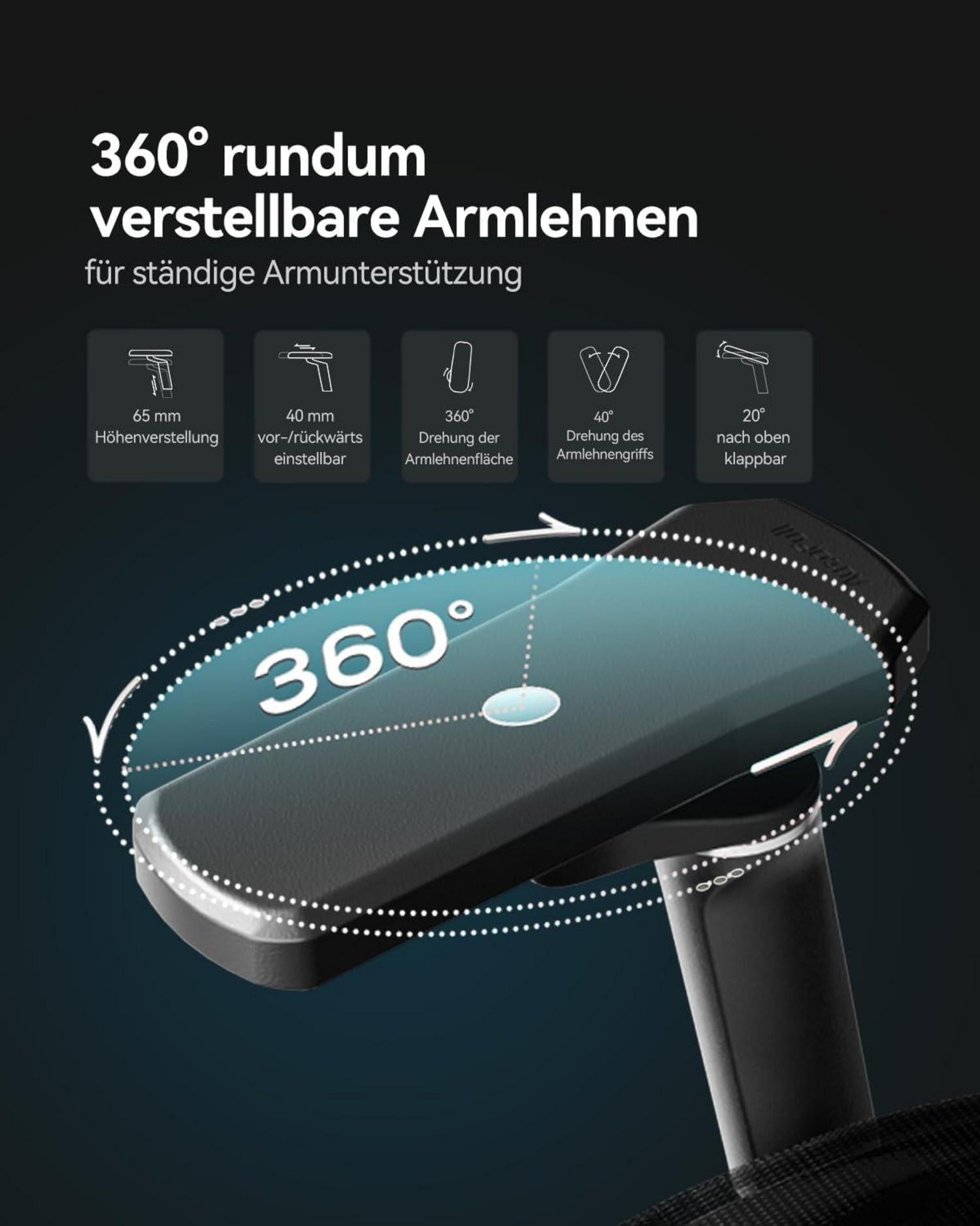 Ergonomischer AutoFull G5 Bürostuhl 6D-Lendenstütze Netzrücken Armlehnen Blue