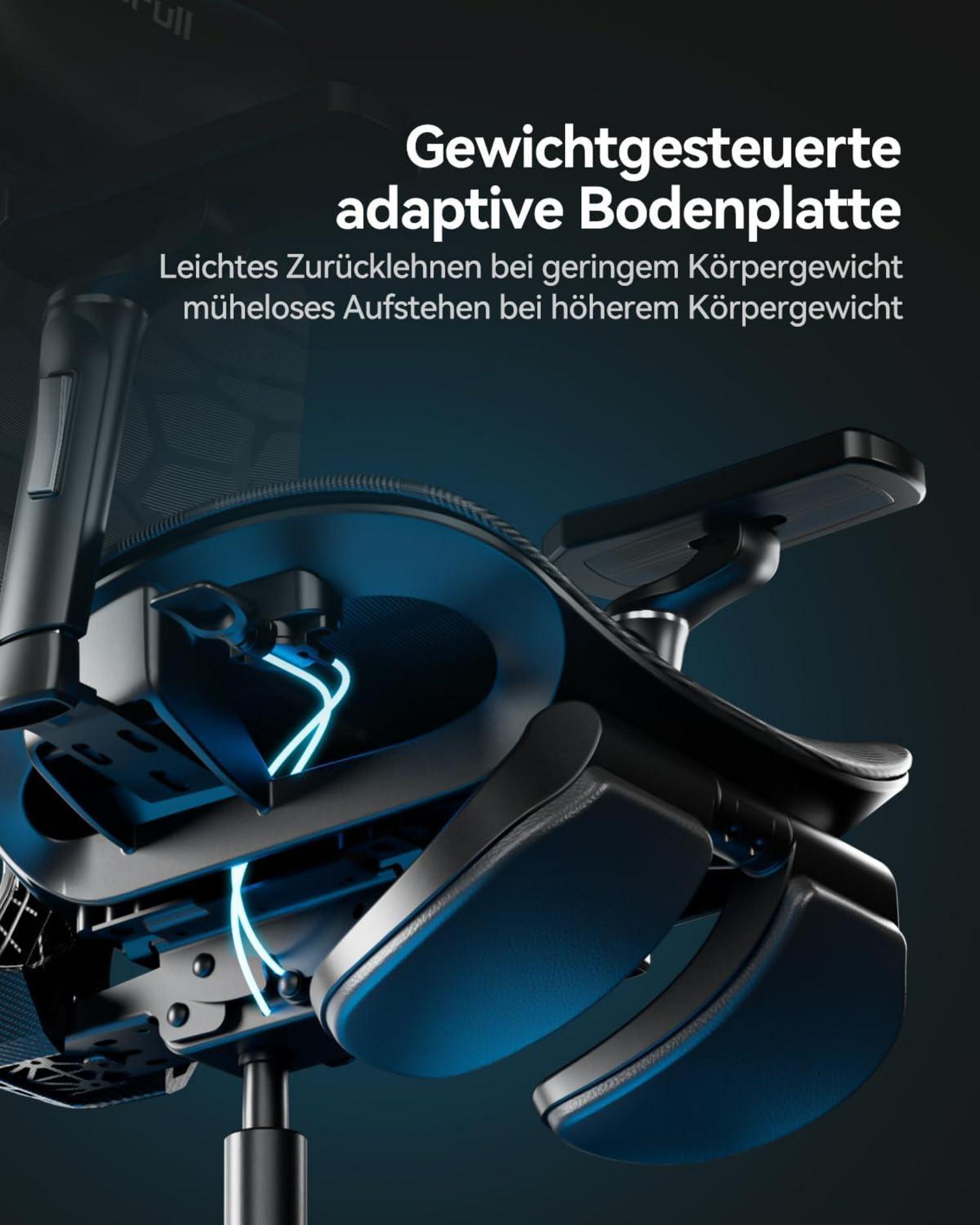 Ergonomischer Bürostuhl mit 6D-Lendenstütze, Netzrücken & Fußstütze