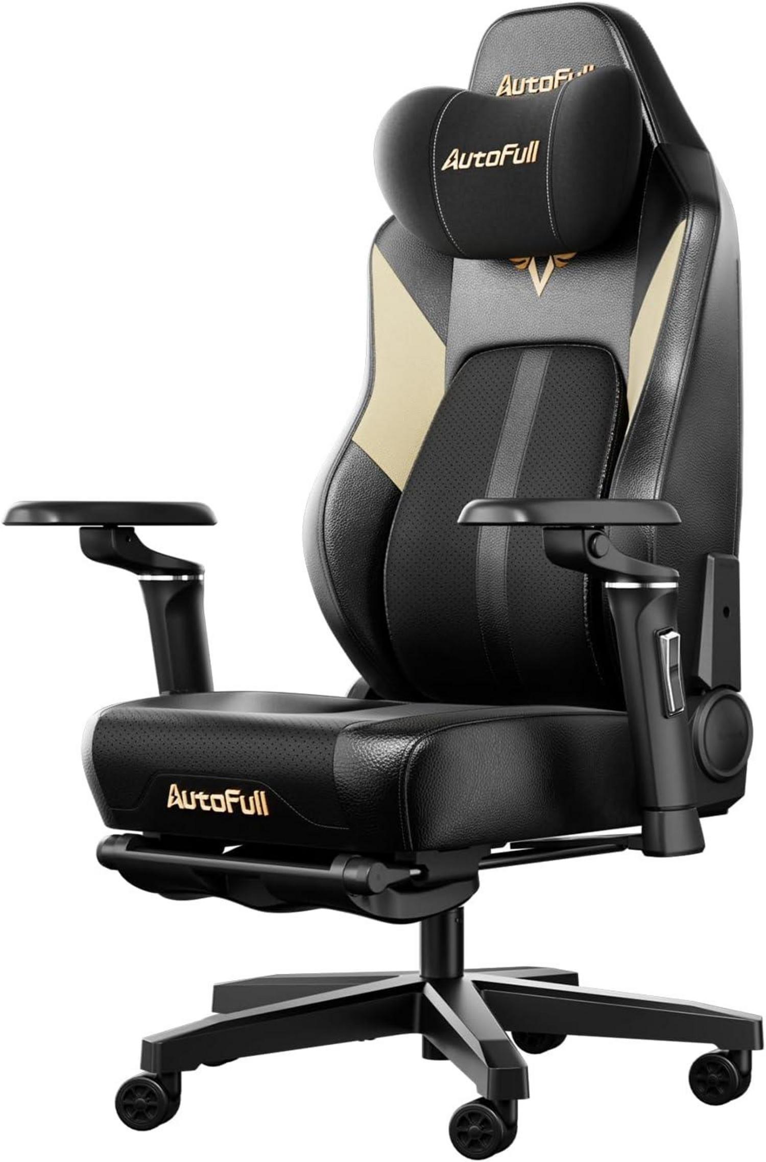 Gaming Stuhl mit Massagefunktion und Fußstütze Black