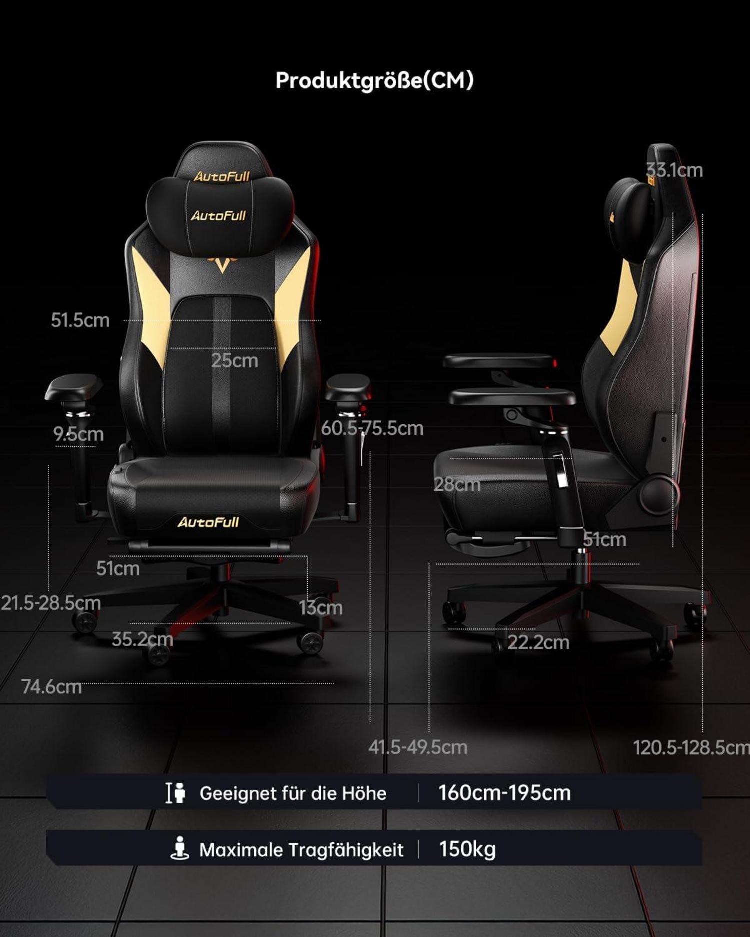 Gaming Stuhl mit Massagefunktion und Fußstütze Black