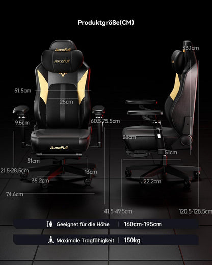 Gaming Stuhl mit Massagefunktion und Fußstütze Black