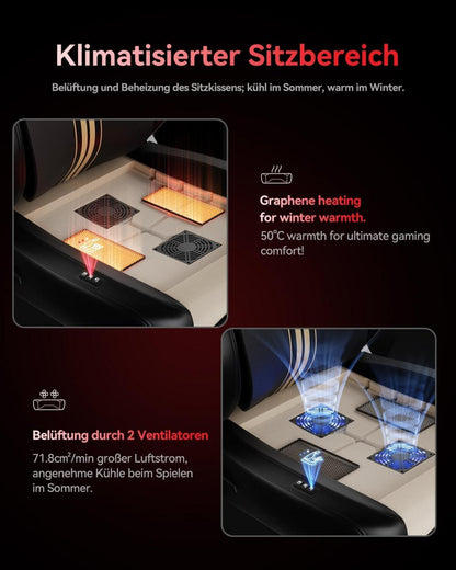 AutoFull M6 Ultra Gaming Stuhl mit Massagefunktion und 720° Armlehne, Schwarz