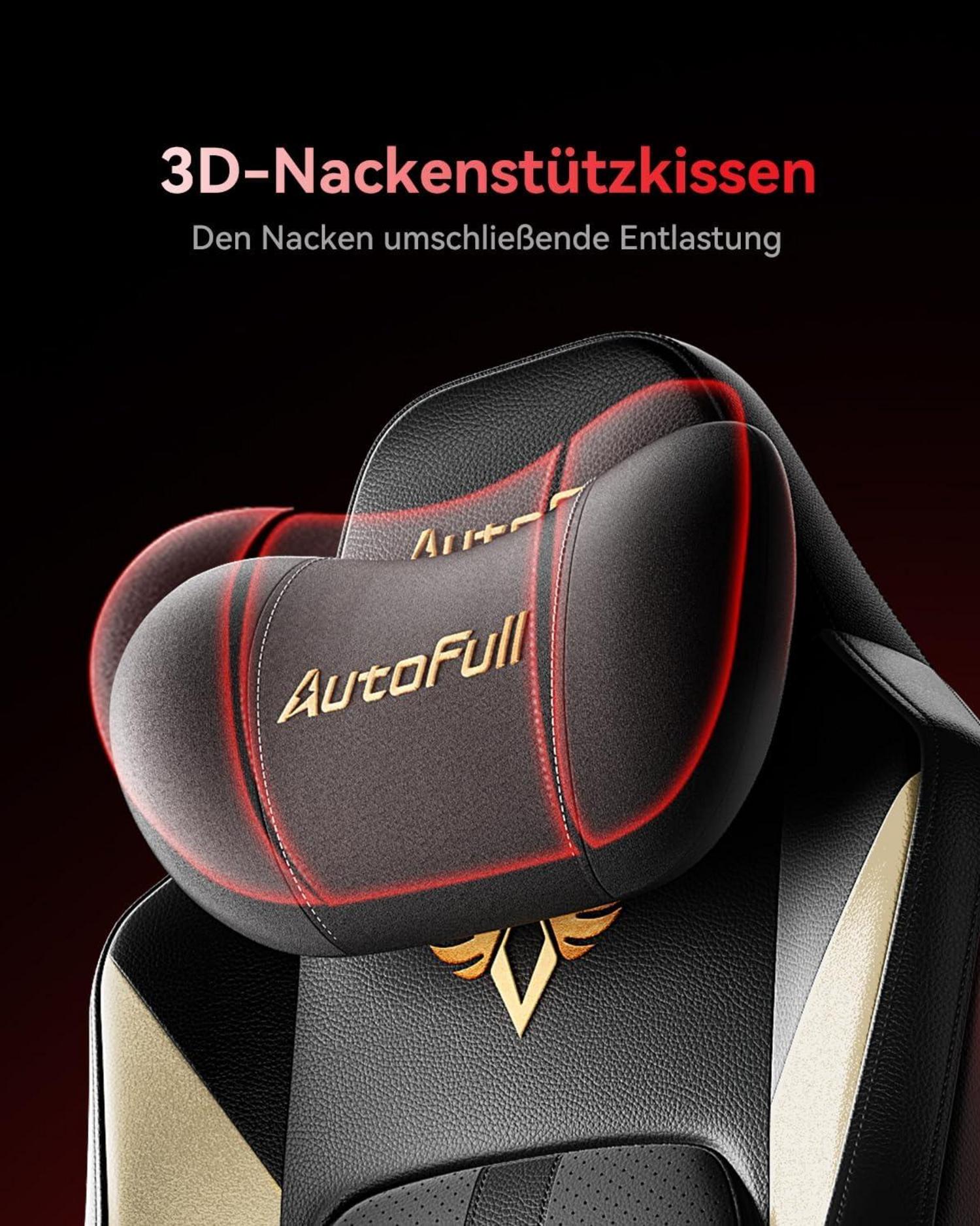Ergonomischer Gaming Stuhl Massage Schwarz 720° Armlehne Lendenstütze
