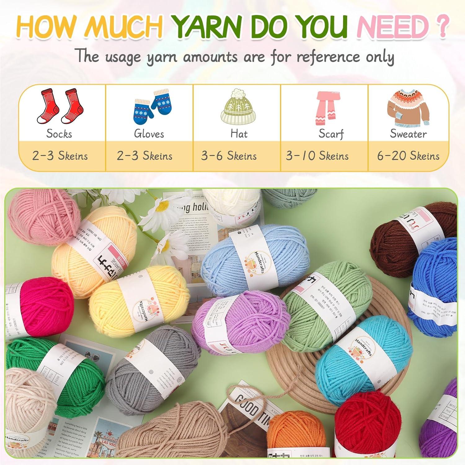 Aeelike 375g Häkelgarn Set Baumwolle Strickgarn Bunte Acrylwolle 15 Farben