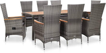 Rattan Gartenmöbel Set 8 Personen mit Verstellbaren Stühlen Grau