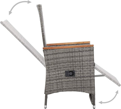 Gartenmöbel Set 8 Personen Rattan Gartentisch Stühle Auflagen-Grau