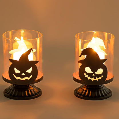 Halloween Kerzenhalter Kürbis Deko Tisch Teelichthalter innen Spooky