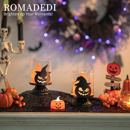 Halloween Kerzenhalter Kürbis Deko Tisch Teelichthalter innen Spooky