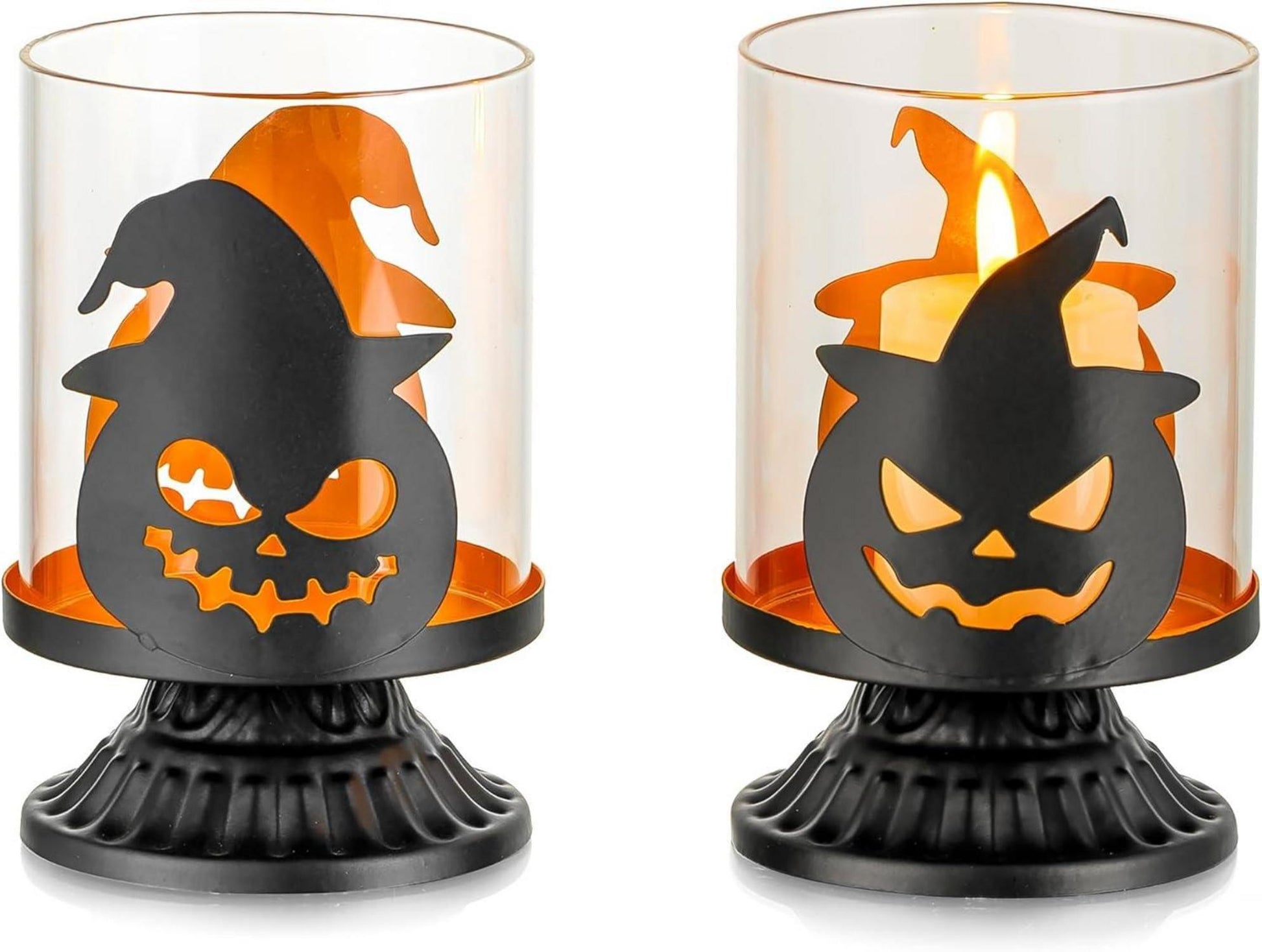 Halloween Kürbis Kerzenhalter Outdoor Indoor Deko Windlicht Spooky