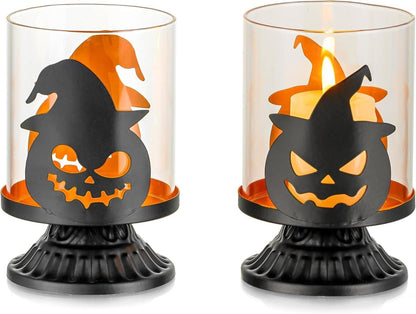 Halloween Kürbis Kerzenhalter Outdoor Indoor Deko Windlicht Spooky