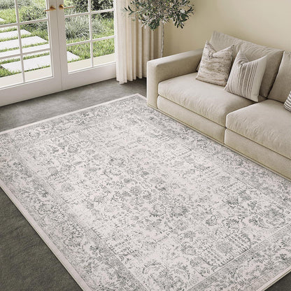 Vintage Grau Teppich Wohnzimmer 150x210cm Waschbar