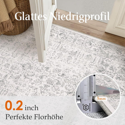 Vintage Grau Teppich Wohnzimmer 150x210cm Waschbar