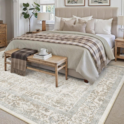 Vintage Teppich Taupe 180x270cm Waschbar Wohnzimmer Teppich