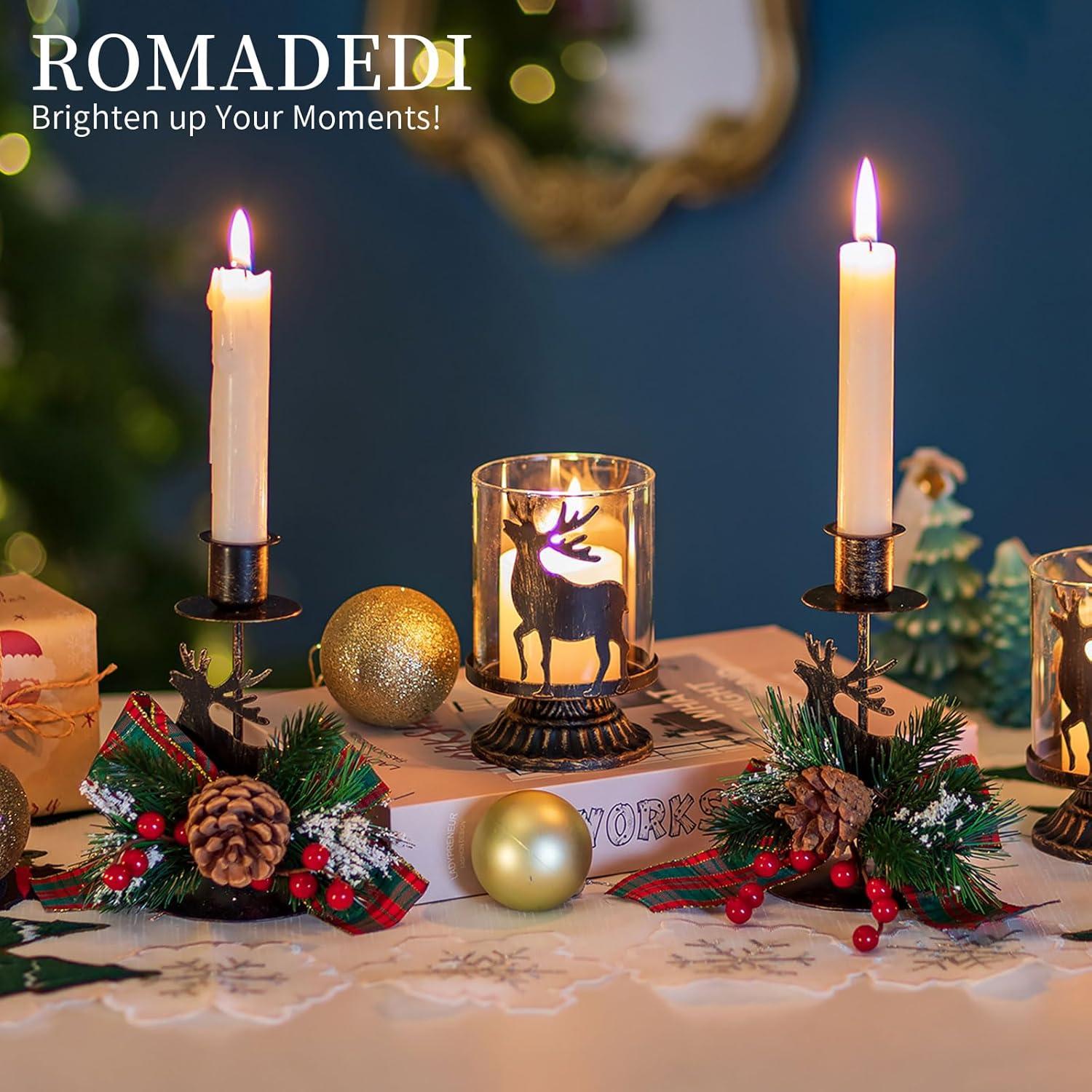 Romadedi Rentier Kerzenhalter Set Schwarz Weihnachtsdeko