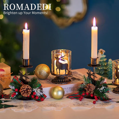 Romadedi Rentier Kerzenhalter Set Schwarz Weihnachtsdeko