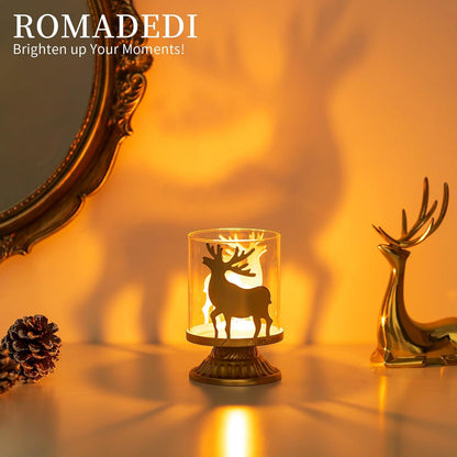 Rentier Kerzenständer Weihnachten Gold 2er Set für Tisch Deko