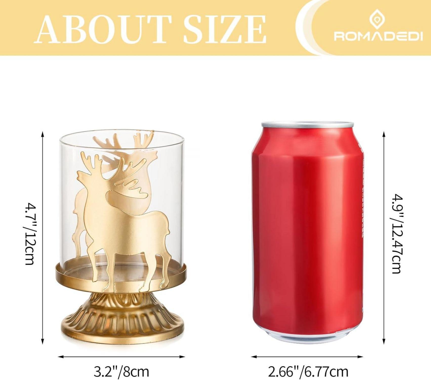 Rentier Kerzenhalter Set Weihnachten: Vintage Windlicht für Tischdeko