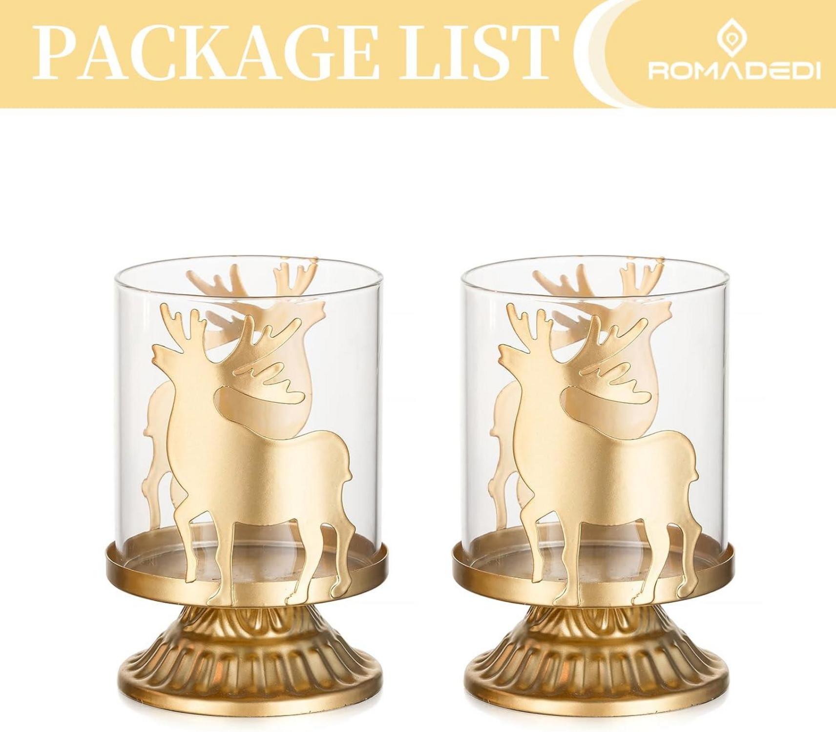 Goldener Rentier Kerzenständer Set für Weihnachtsdeko 2er Set