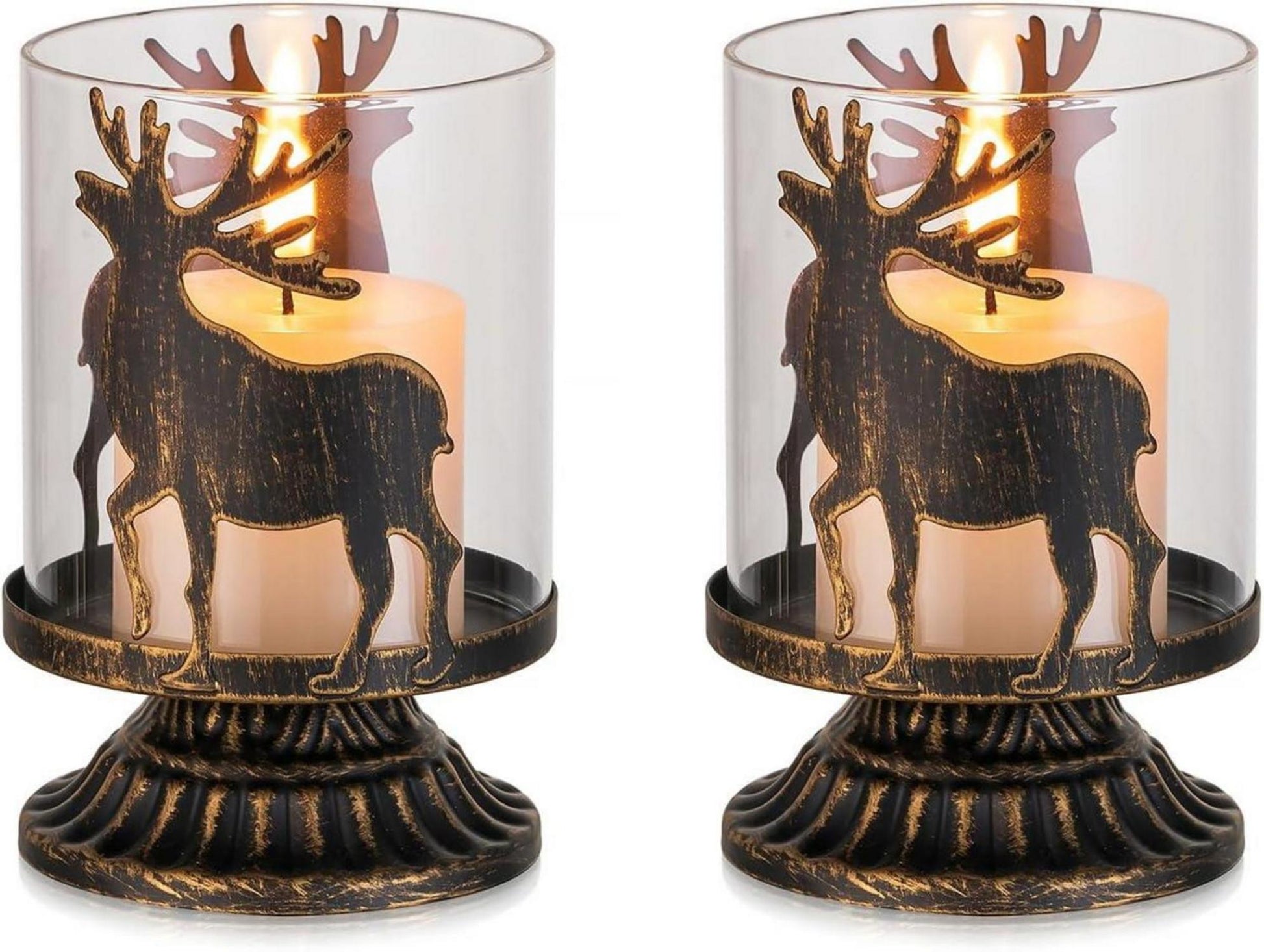 Romadedi Rentier Windlicht Set Weihnachten für Deko Wohnzimmer