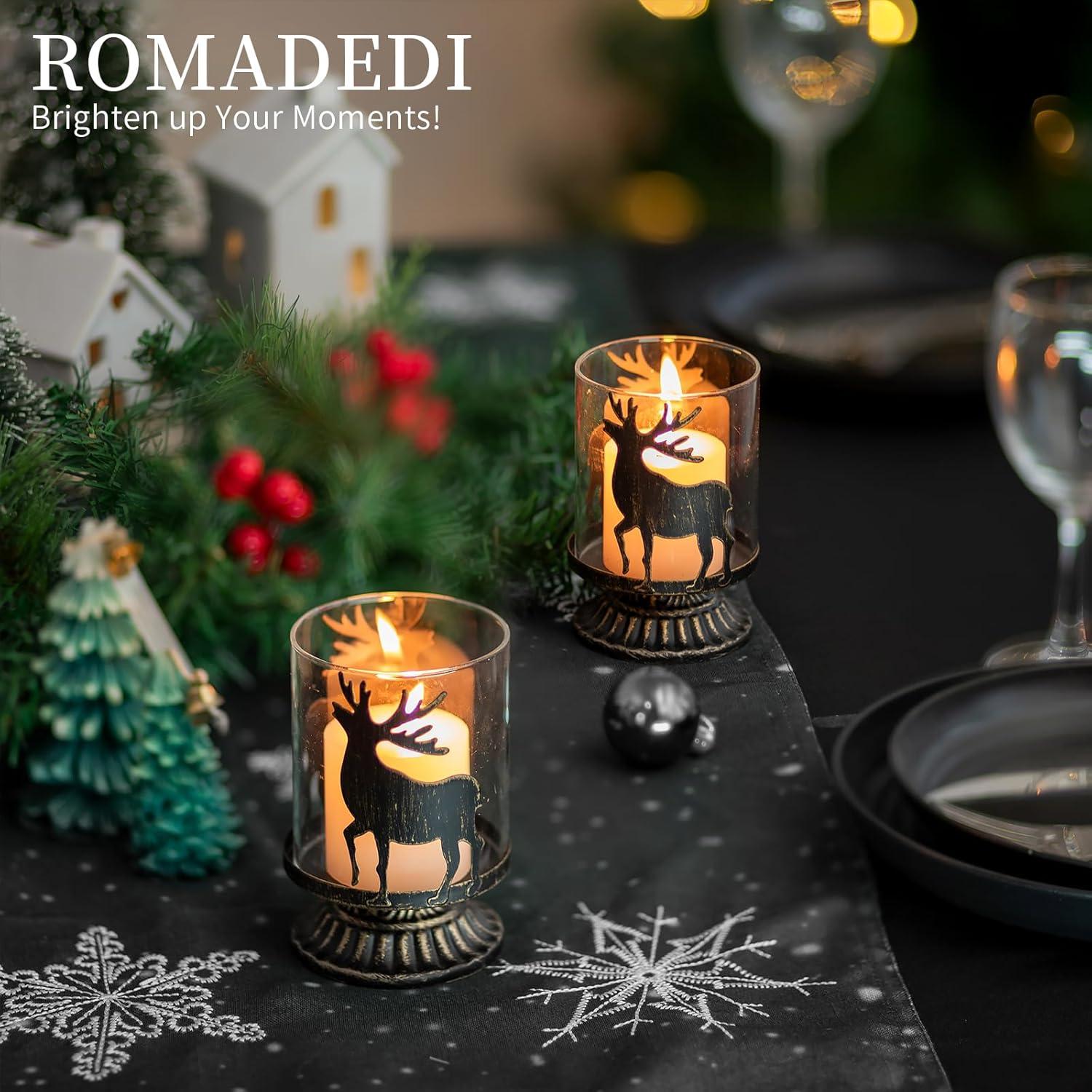 Rentier Windlicht Weihnachten: 2er Set Kerzenhalter Vintage