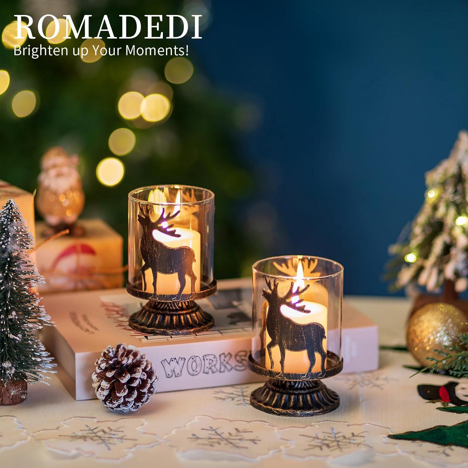 Romadedi Rentier Windlicht Set Weihnachten für Deko Wohnzimmer