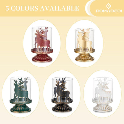 Romadedi Rentier Hirsch Windlicht 2er Set für Weihnachtsdeko