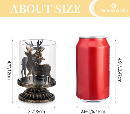 Hirsch Windlicht Rentier Kerzenhalter 2er Set Weihnachten Schwarz