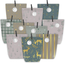 Adventskalender Papiertüten zum Befüllen 24 Weihnachtskalender Grün