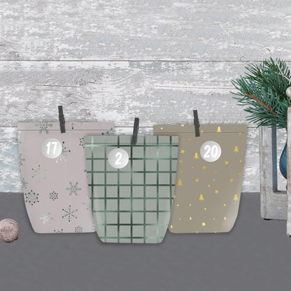 Adventskalender zum Befüllen mit 24 Papiertüten Grün Golden