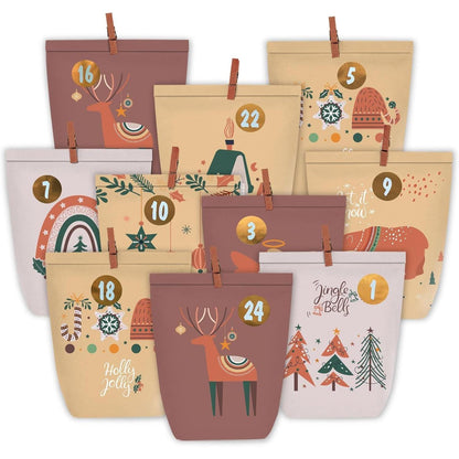DIY Adventskalender Kraftpapiertüten mit Zahlen-Stickern