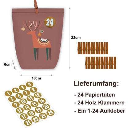 DIY Adventskalender Kraftpapiertüten mit Zahlen-Stickern
