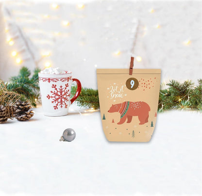 Adventskalender zum Befüllen DIY 24 Weihnachtstüten Braun