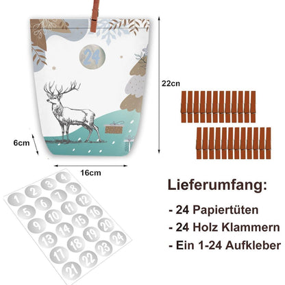 Adventskalender Tüten zum Befüllen, Weihnachtskalender DIY