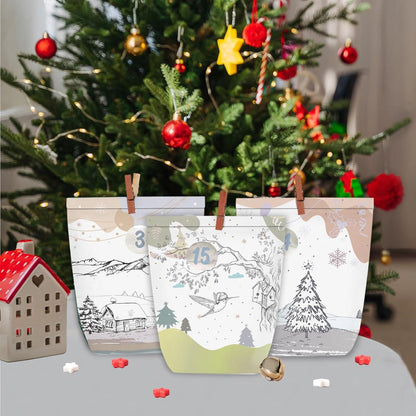 Adventskalender Tüten zum Befüllen 24 Weihnachtskalender Papiertüten Grün