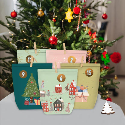 Adventskalender Bastelset Papiertüten Aufkleber 24 Sticker 1-24 DIY