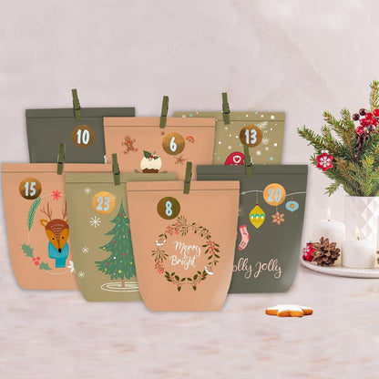 Adventskalender DIY 24 Papiertüten Zahlen-Sticker