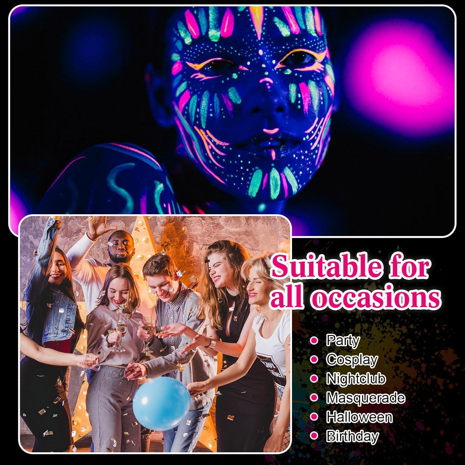 UV Schminkset Bodypainting Facepainting Halloween Karneval UV Make-up